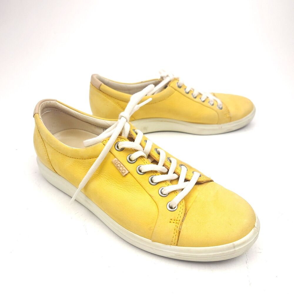 Women's ECCO Soft 7 Leather Sneaker Size 39 US 8-8.5 Marygold Yellow Nubuck - Picture 4 of 9
